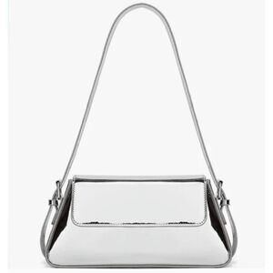 Zara Metallic Silver Mirror Minimal Flap Shoulder Bag Purse Winter Y2k Style